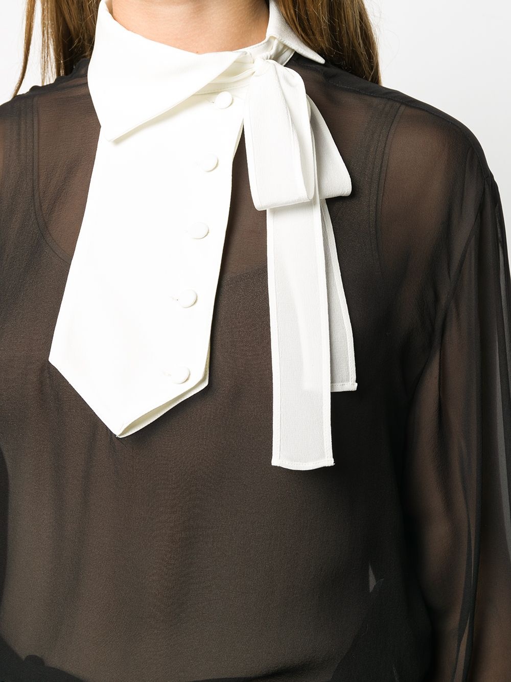 bow detail silk blouse - 5