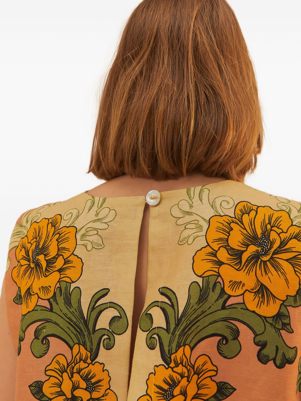 floral-print linen top - 5