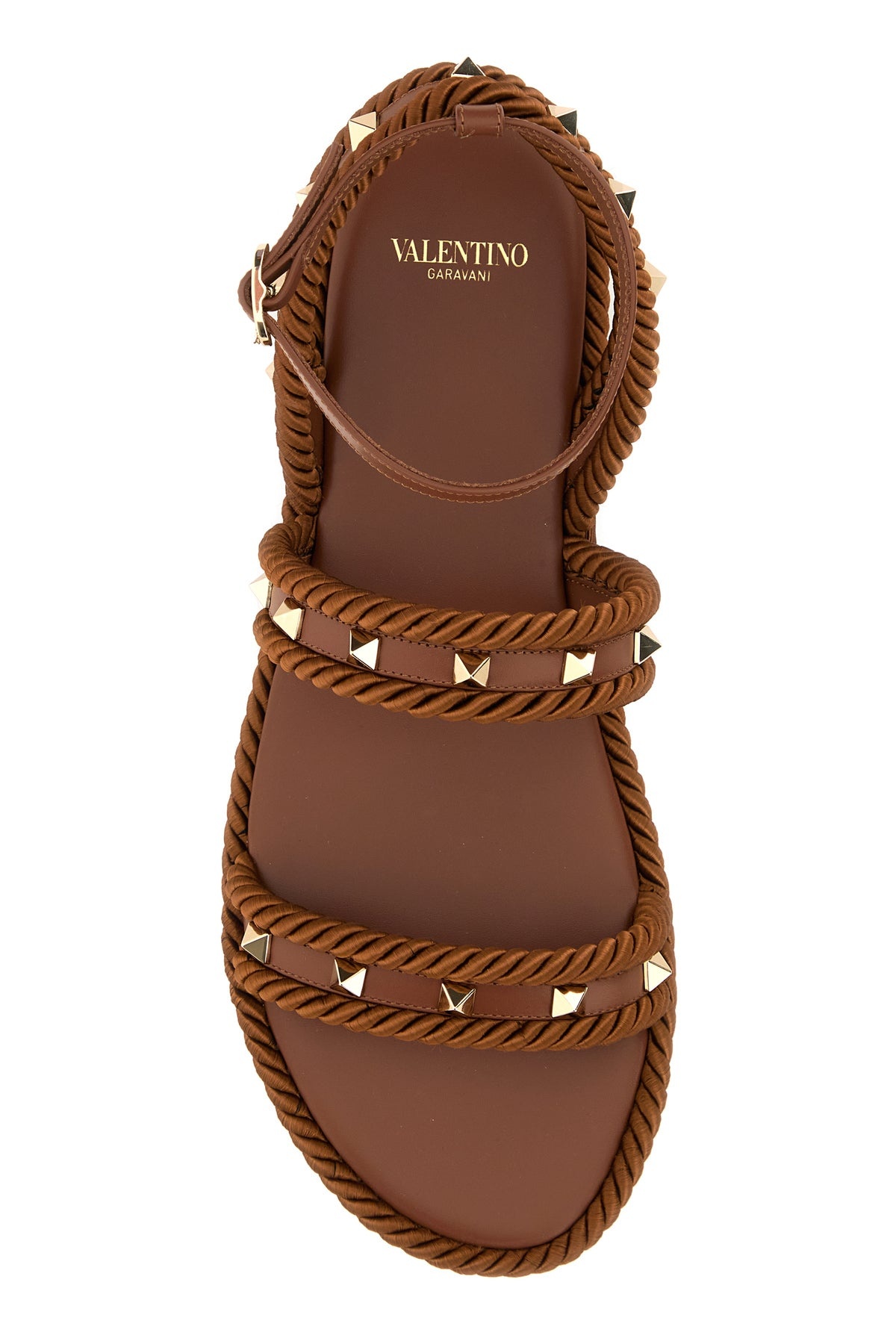 Caramel fabric Rockstud sandals - 4