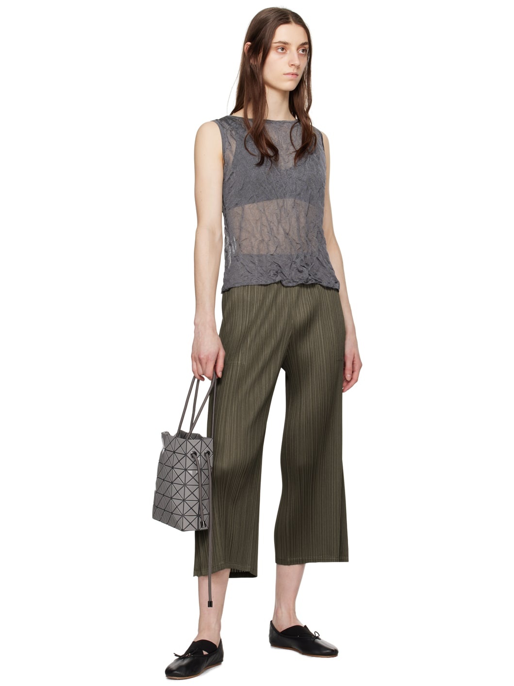 BAO BAO ISSEY MIYAKE Gray Wring One-Tone Shoulder Bag