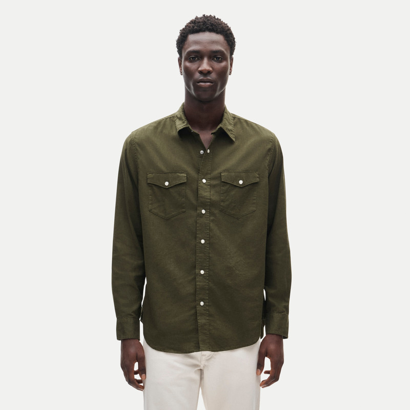 Western chambray shirt in linen-cotton blend 6