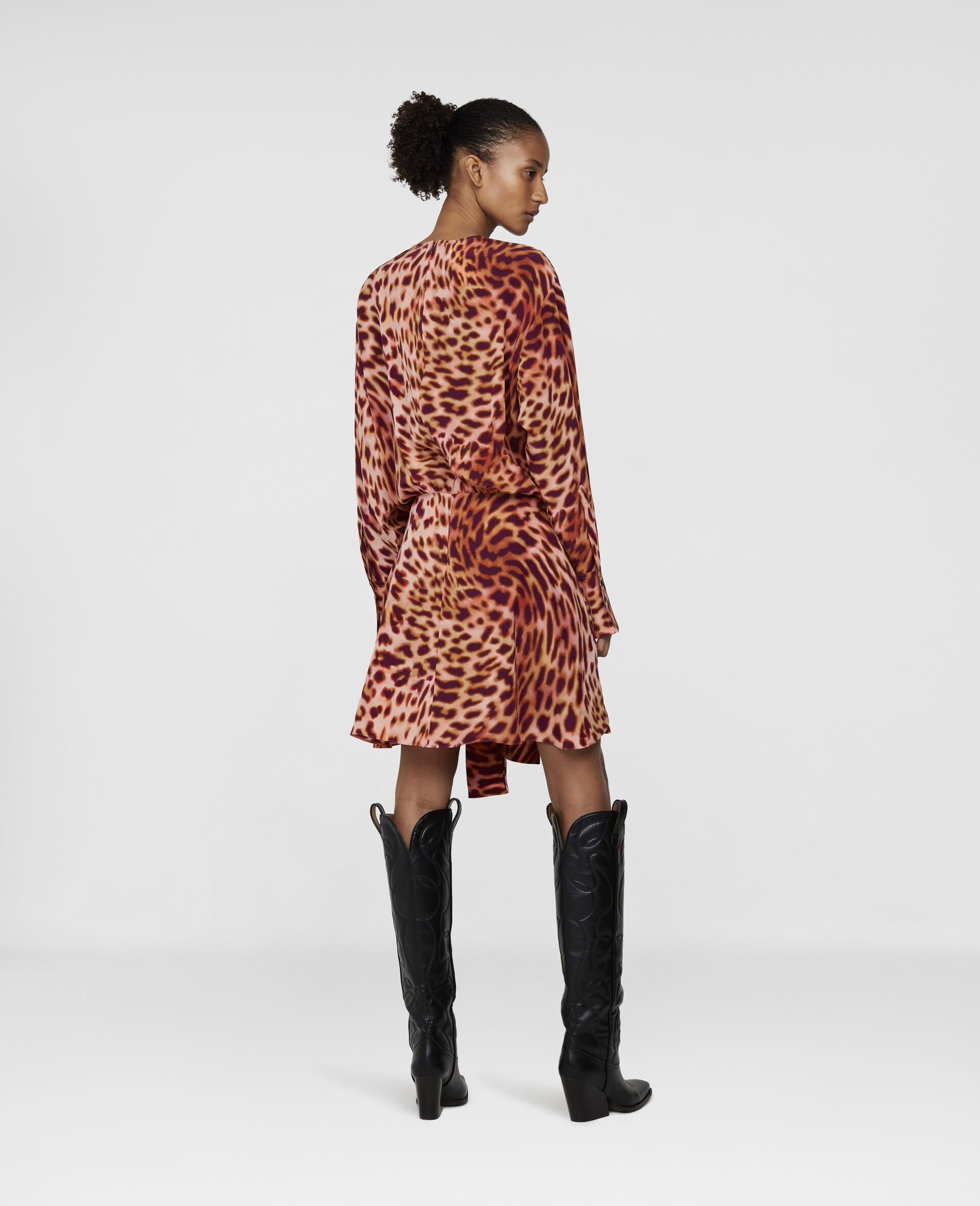 Cheetah Print Wrapped Silk Dress - 3