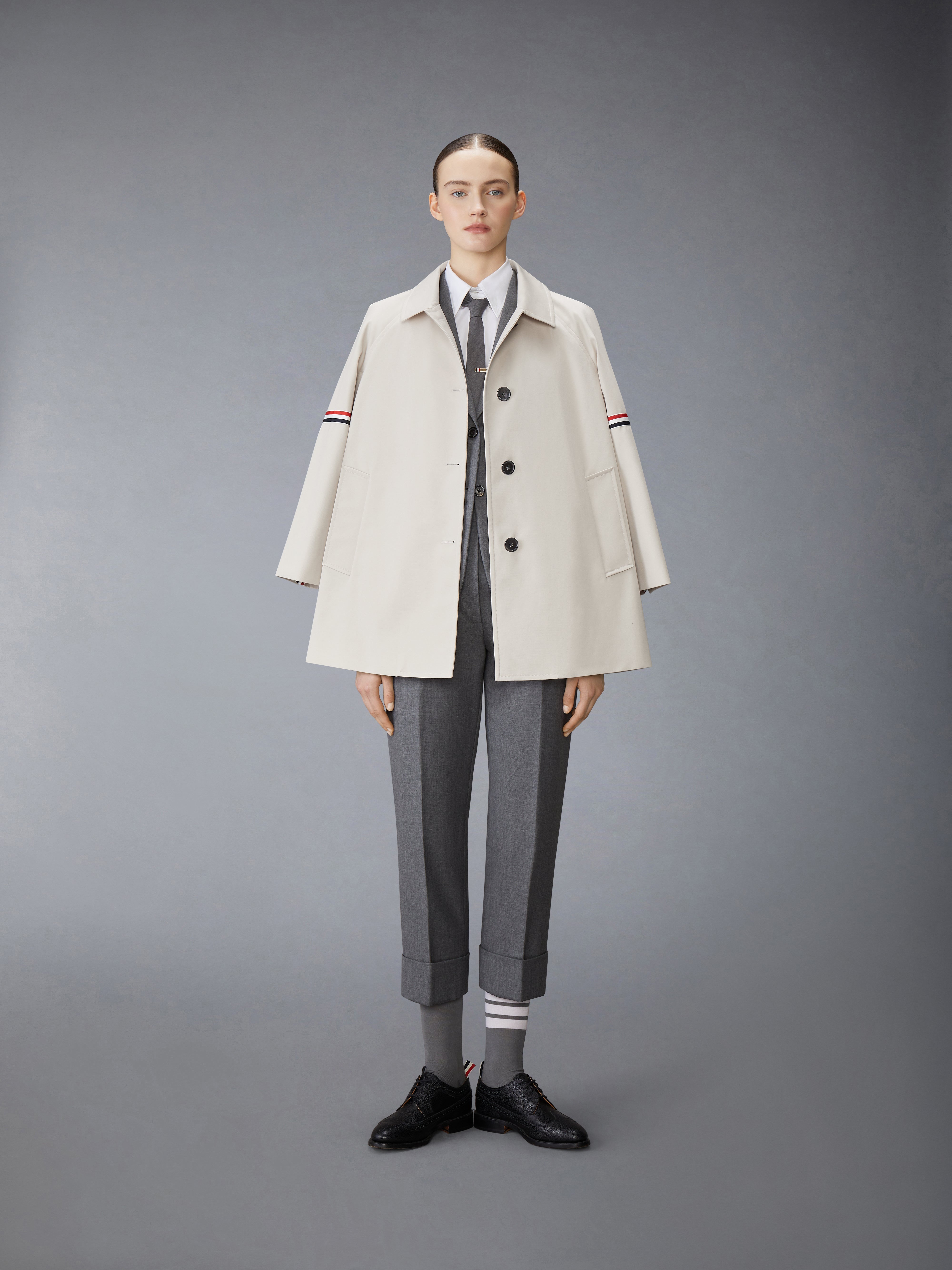 COTTON TWILL ARMBAND CROPPED CAR COAT - 3