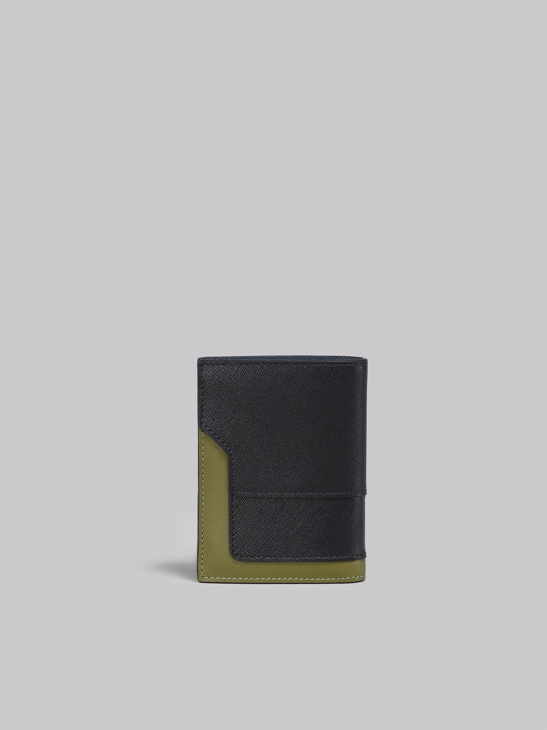 BLACK GREEN AND BLUE SAFFIANO LEATHER BI-FOLD WALLET - 3