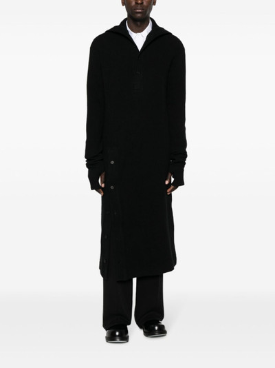 Yohji Yamamoto hooded glove-sleeves maxi cardigan outlook