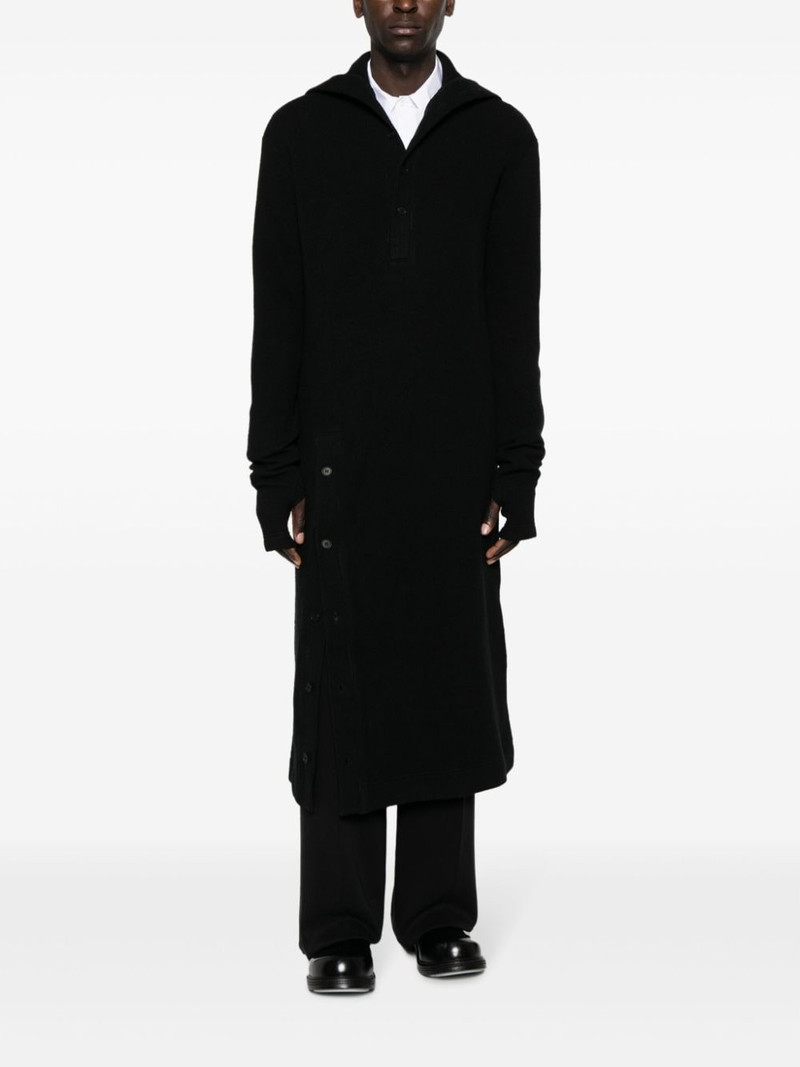 Yohji Yamamoto hooded glove-sleeves maxi cardigan outlook