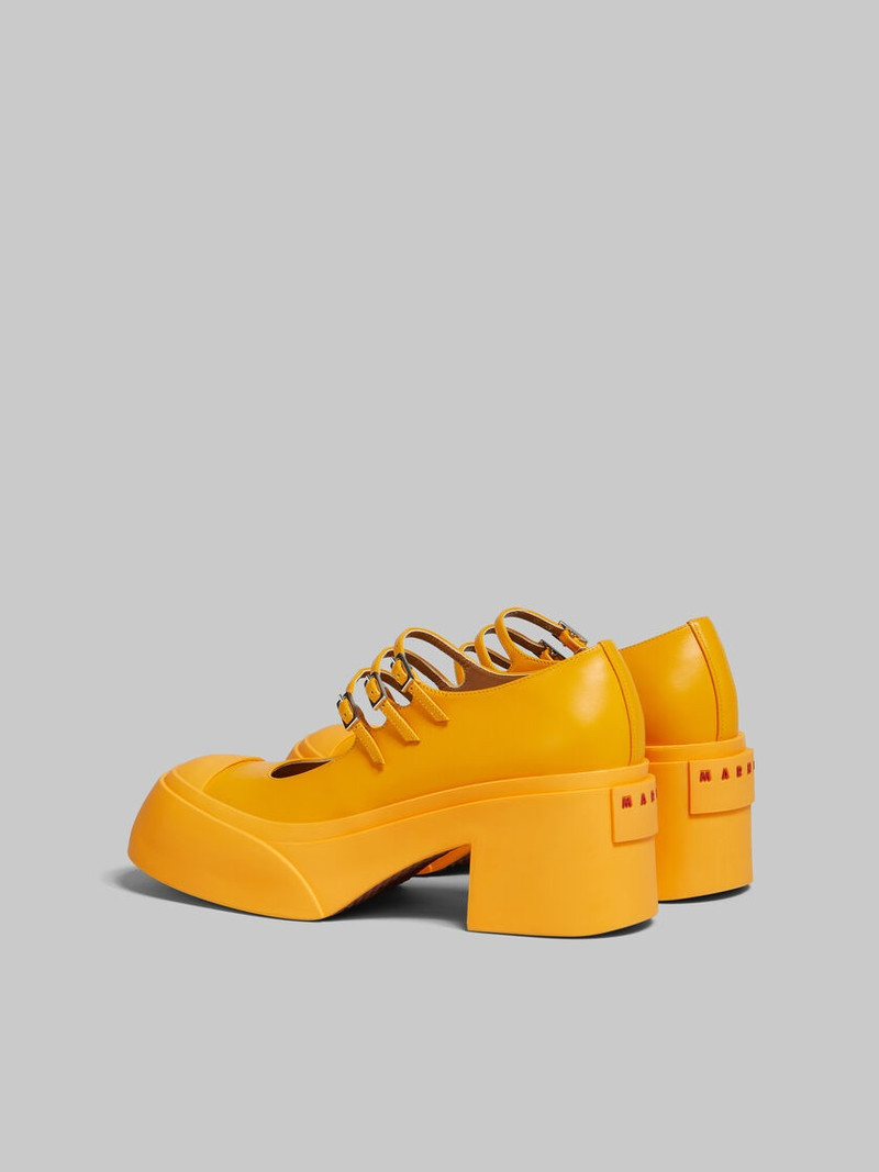 ORANGE LEATHER PABLO TRIPLE-BUCKLE MARY JANE SHOE 3