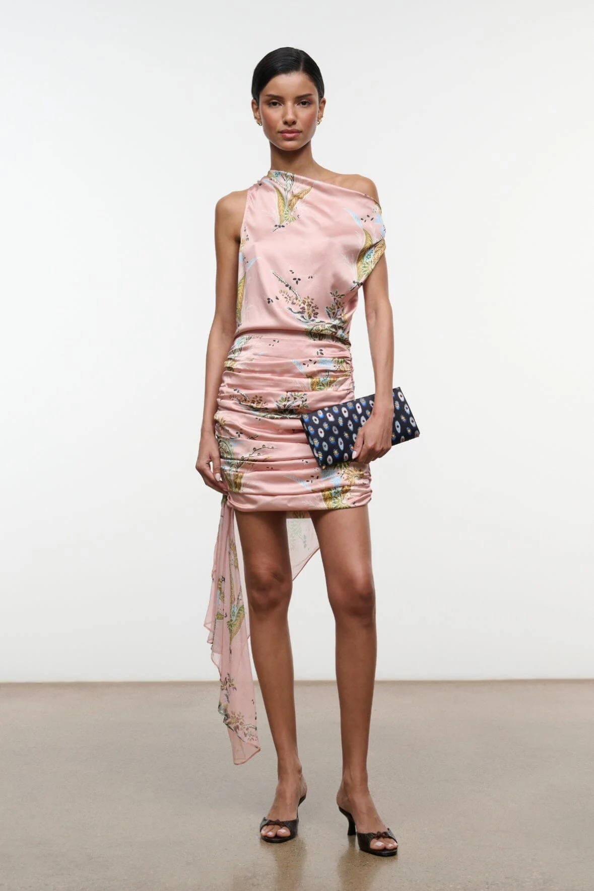STAUD ATHENA SILK DRESS TAPESTRY ROSE - 1