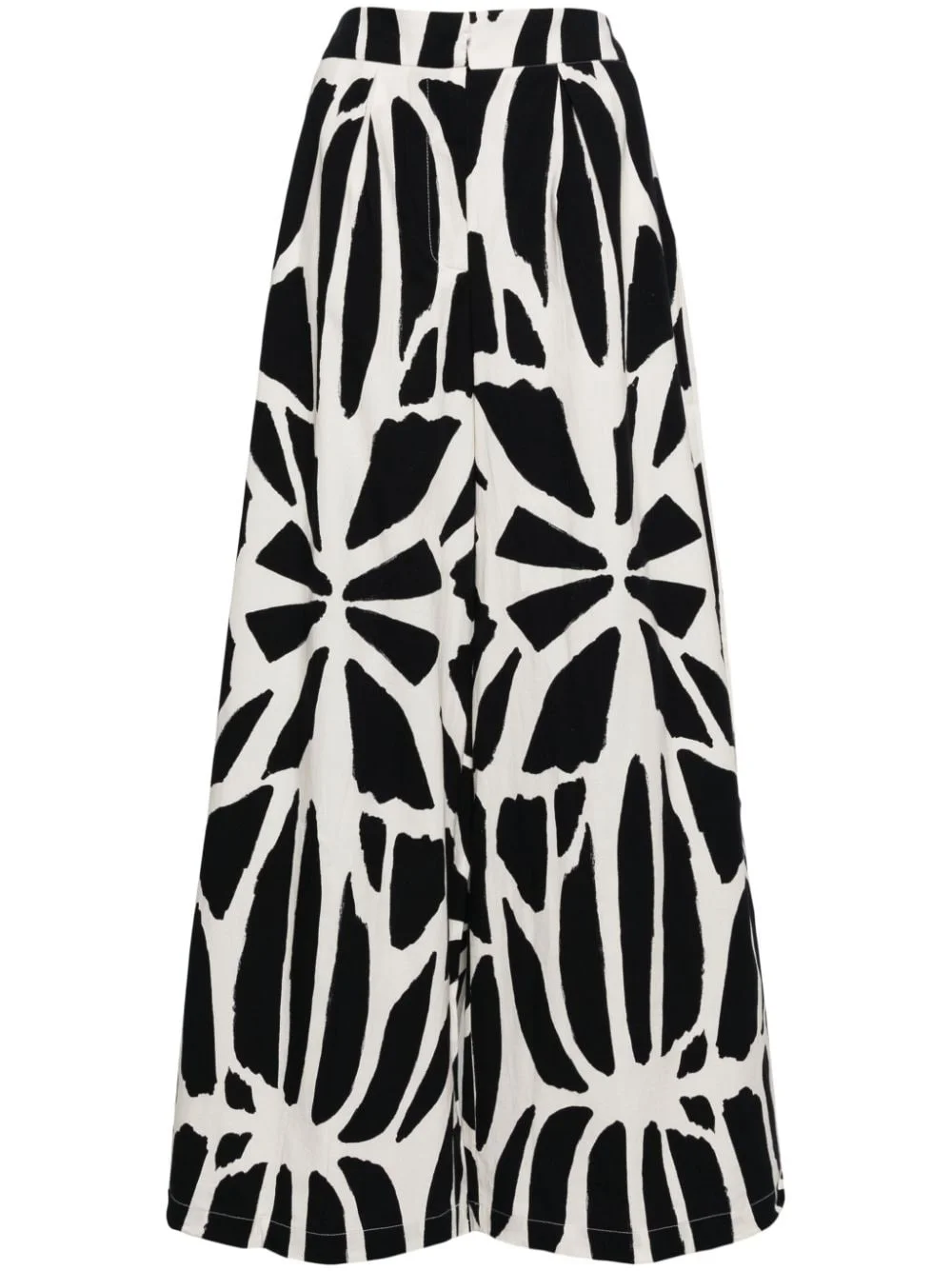 graphic-print wide-leg cotton trousers - 1