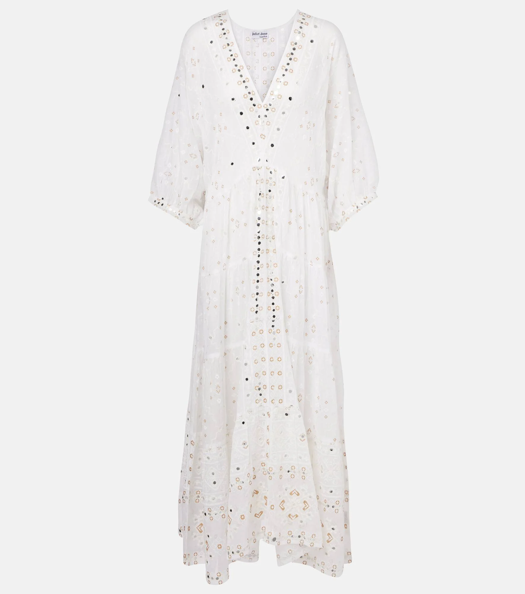 Embroidered cotton maxi dress - 1