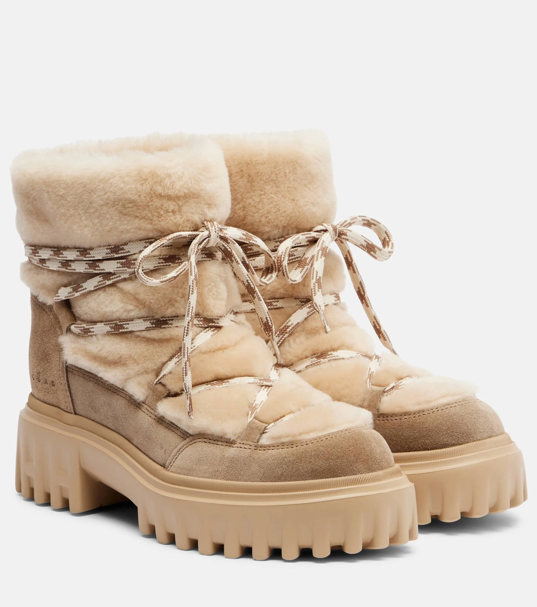 Shearling and suede ankle boots - 1