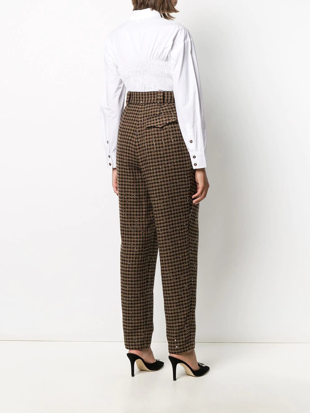 check high-rise tailored trousers - 4