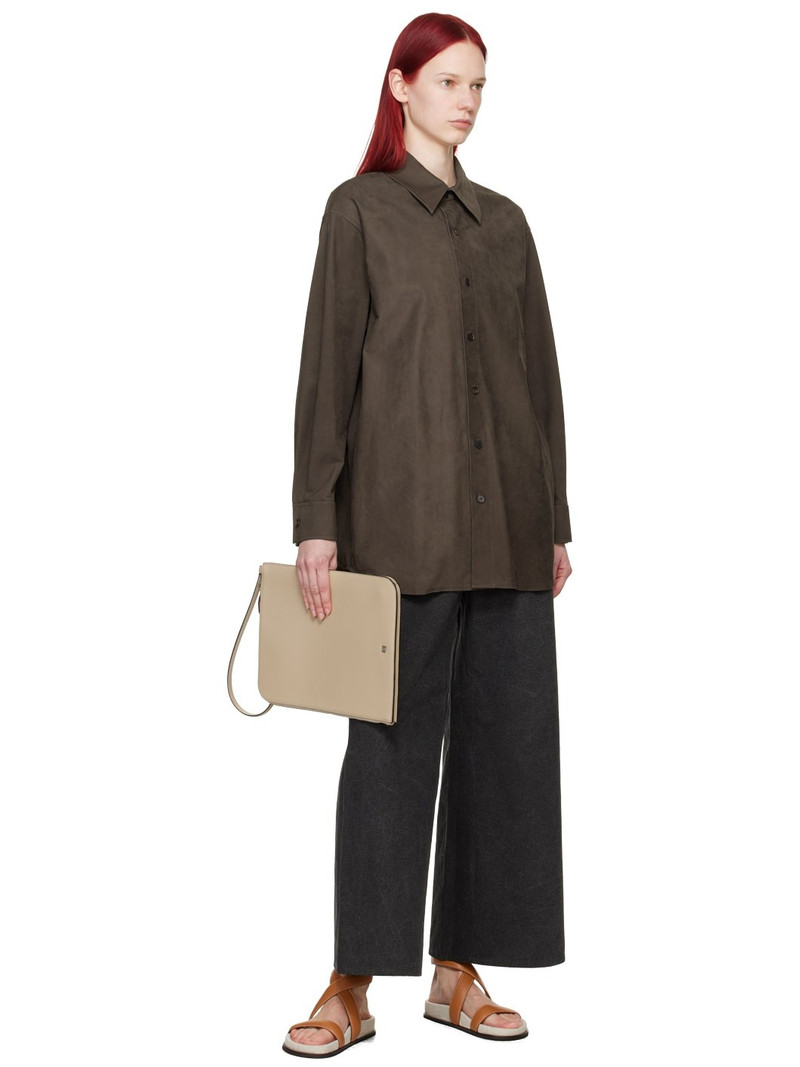 AURALEE Brown Oversized Leather Shirt outlook