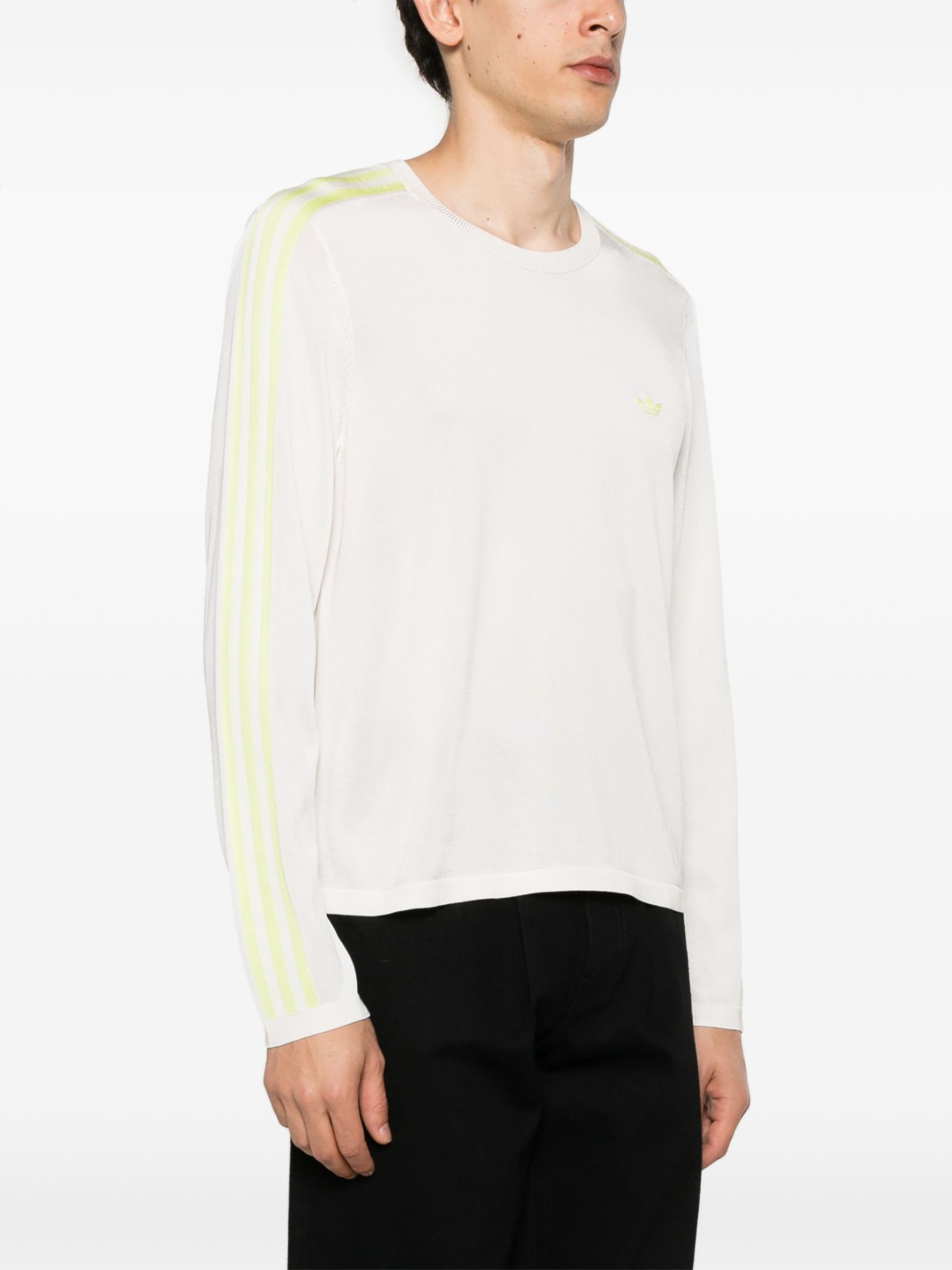 White 3-Stripes Crew-Neck Sweater - 4