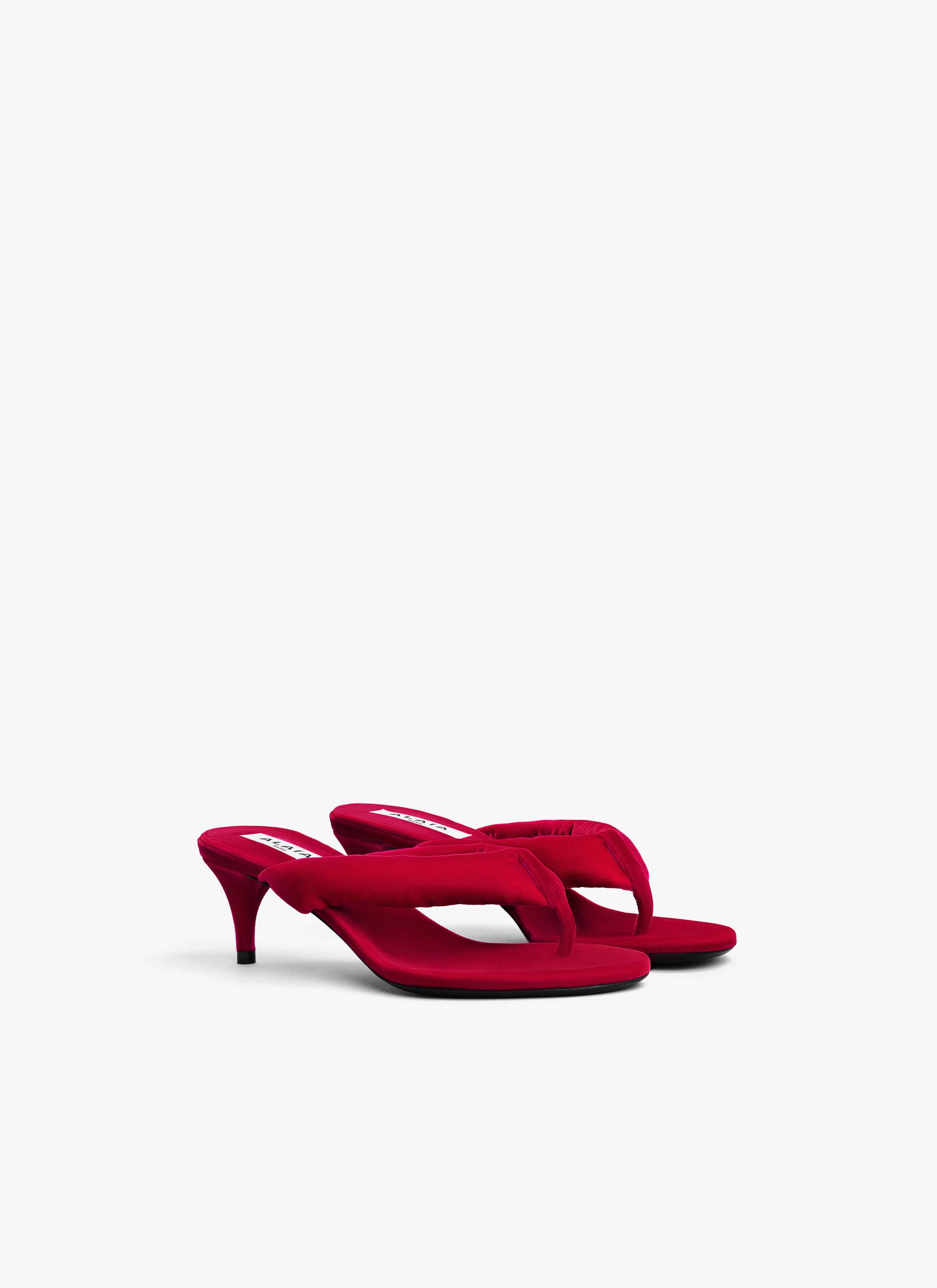 HEEL THONG MULES IN VELVET - 3