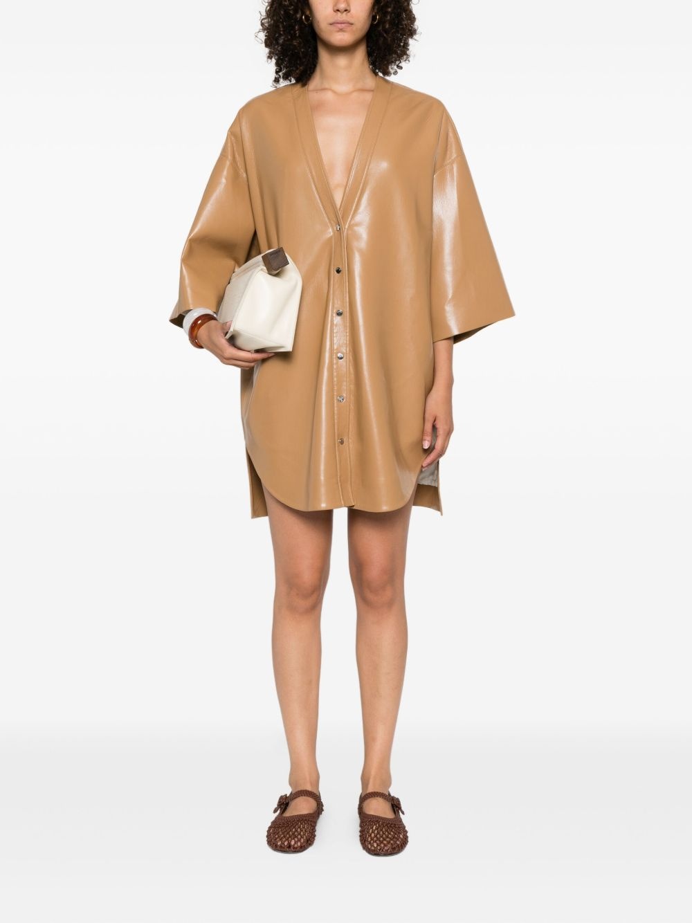button-front shirt dress - 2