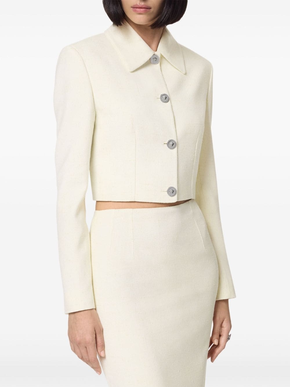 silk-blend cropped jacket - 3