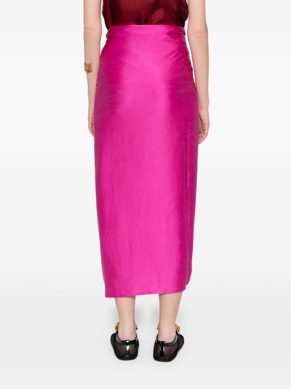 self-tie silk wrap skirt - 4