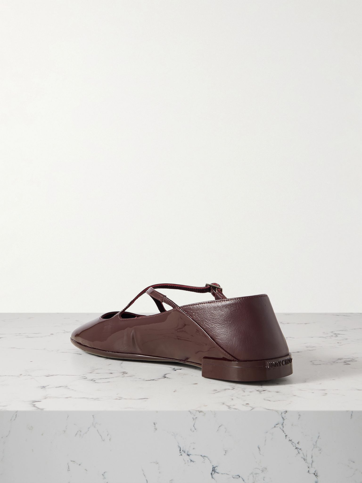 Eleri collapsible-heel embellished patent-leather ballet flats Burgundy - 3
