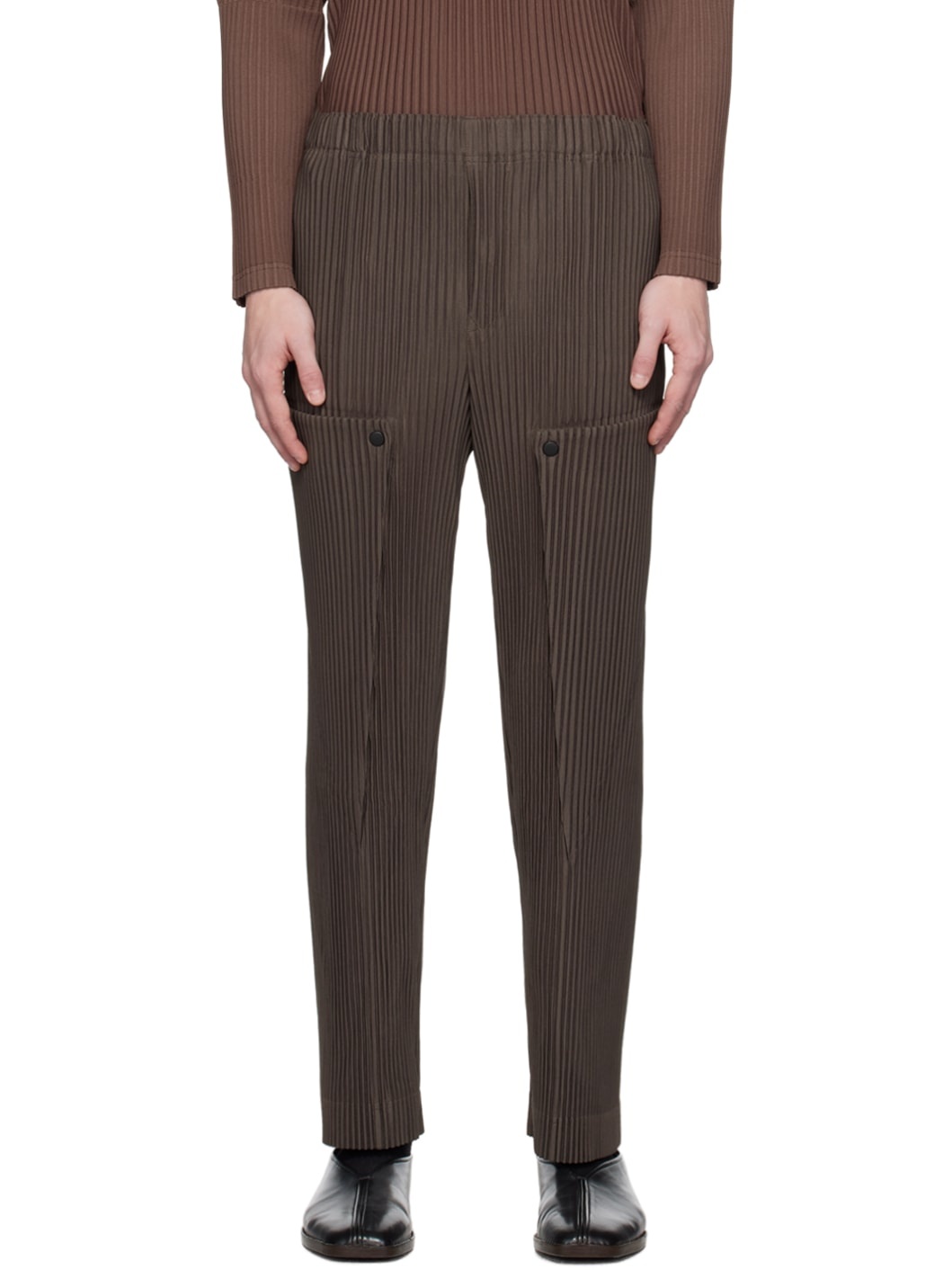 Brown Unfold Trousers - 1