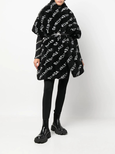 BALENCIAGA logo-print faux-fur stole outlook