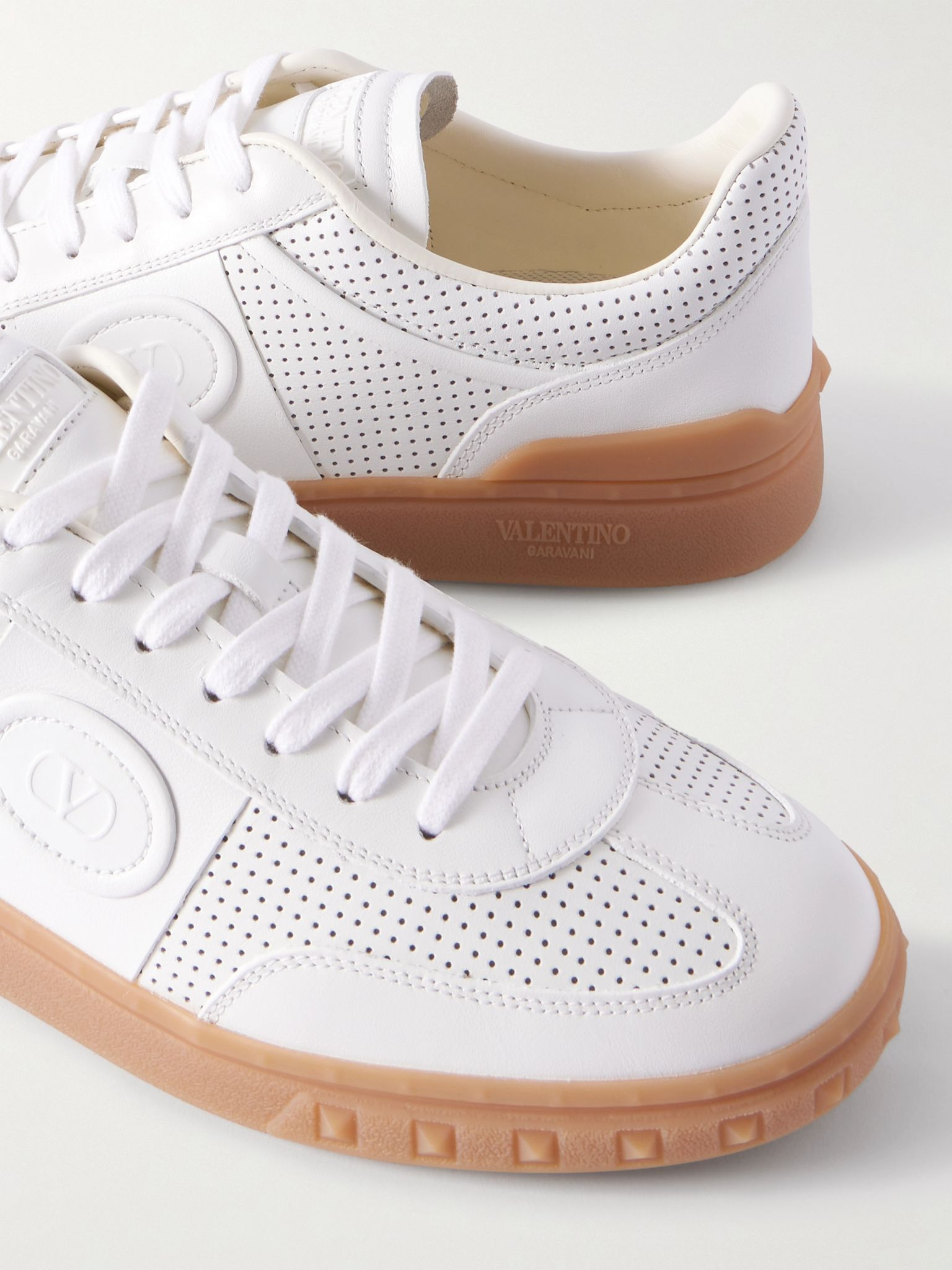Upvillage Perforated Leather Sneakers White - 5