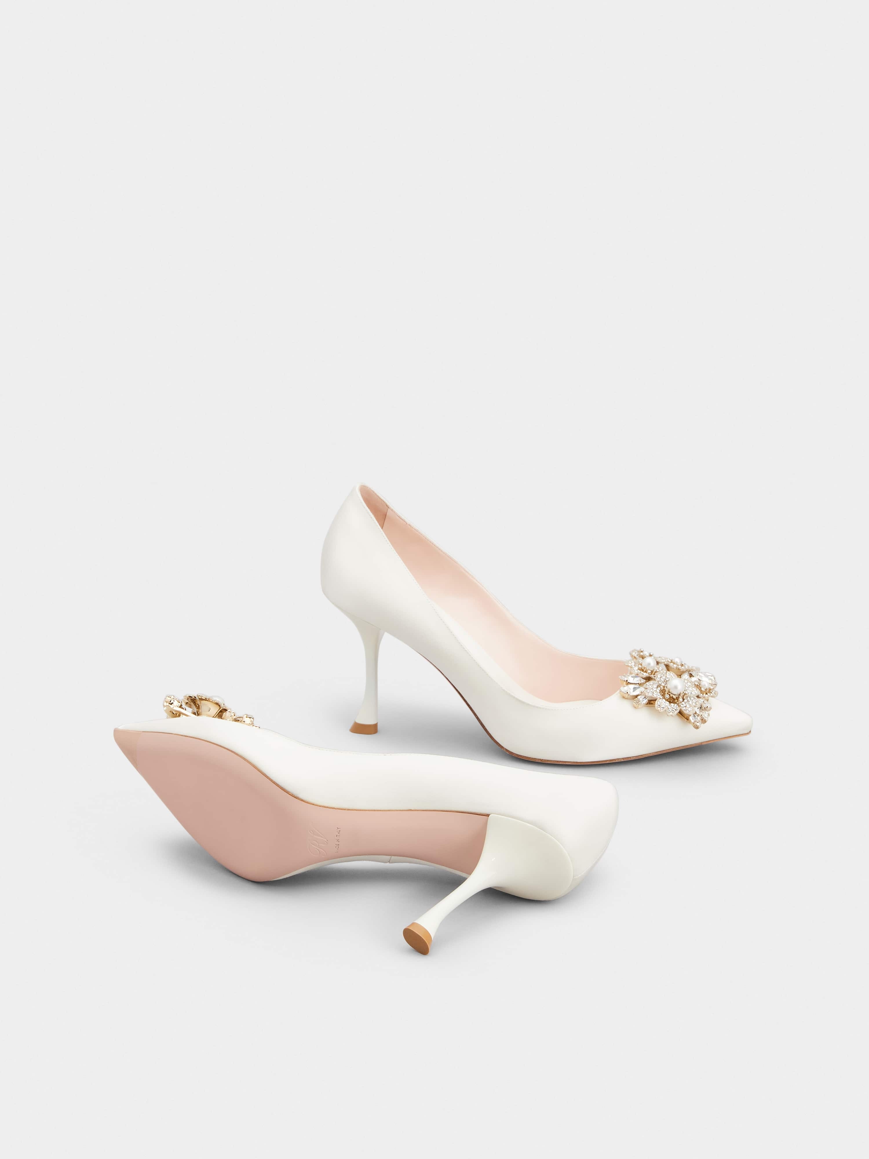 RV Bouquet Strass Pearl Buckle Pumps in Satin - 6