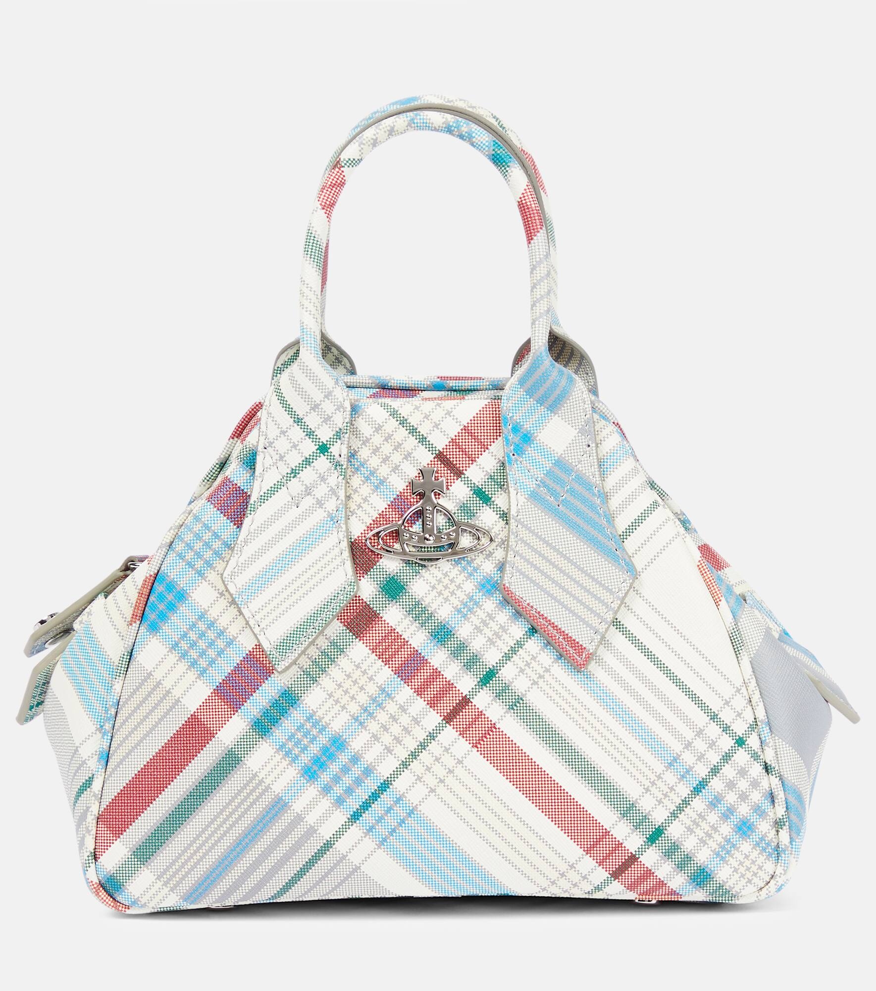 Yasmine Small checked leather tote bag - 1