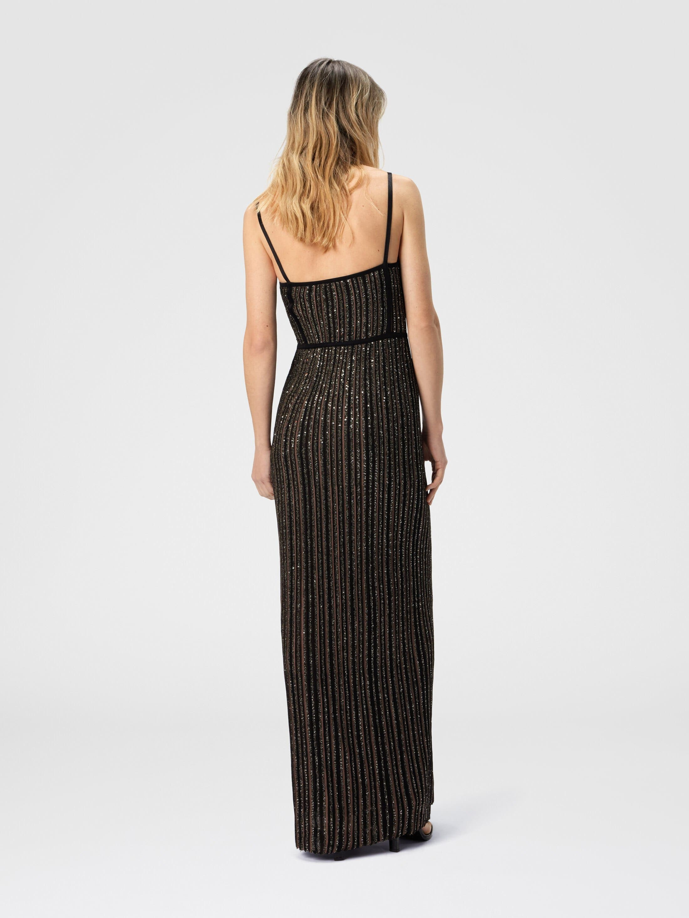 Missoni Sleeveless Long Dress With Lamé Stripes in Black & Brown at Nordstrom - 3
