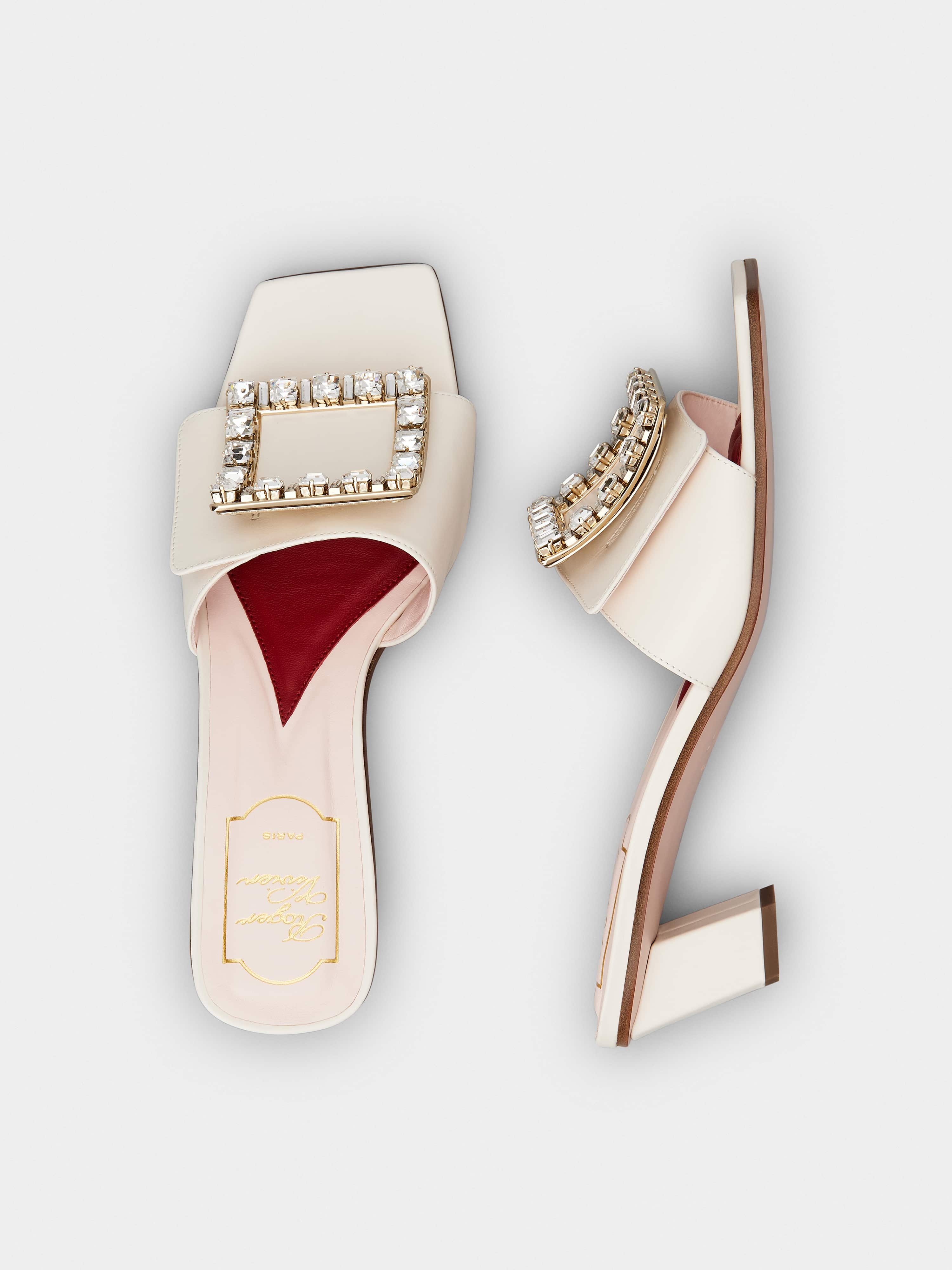 Love Rhinestone Buckle Mules in Leather - 4