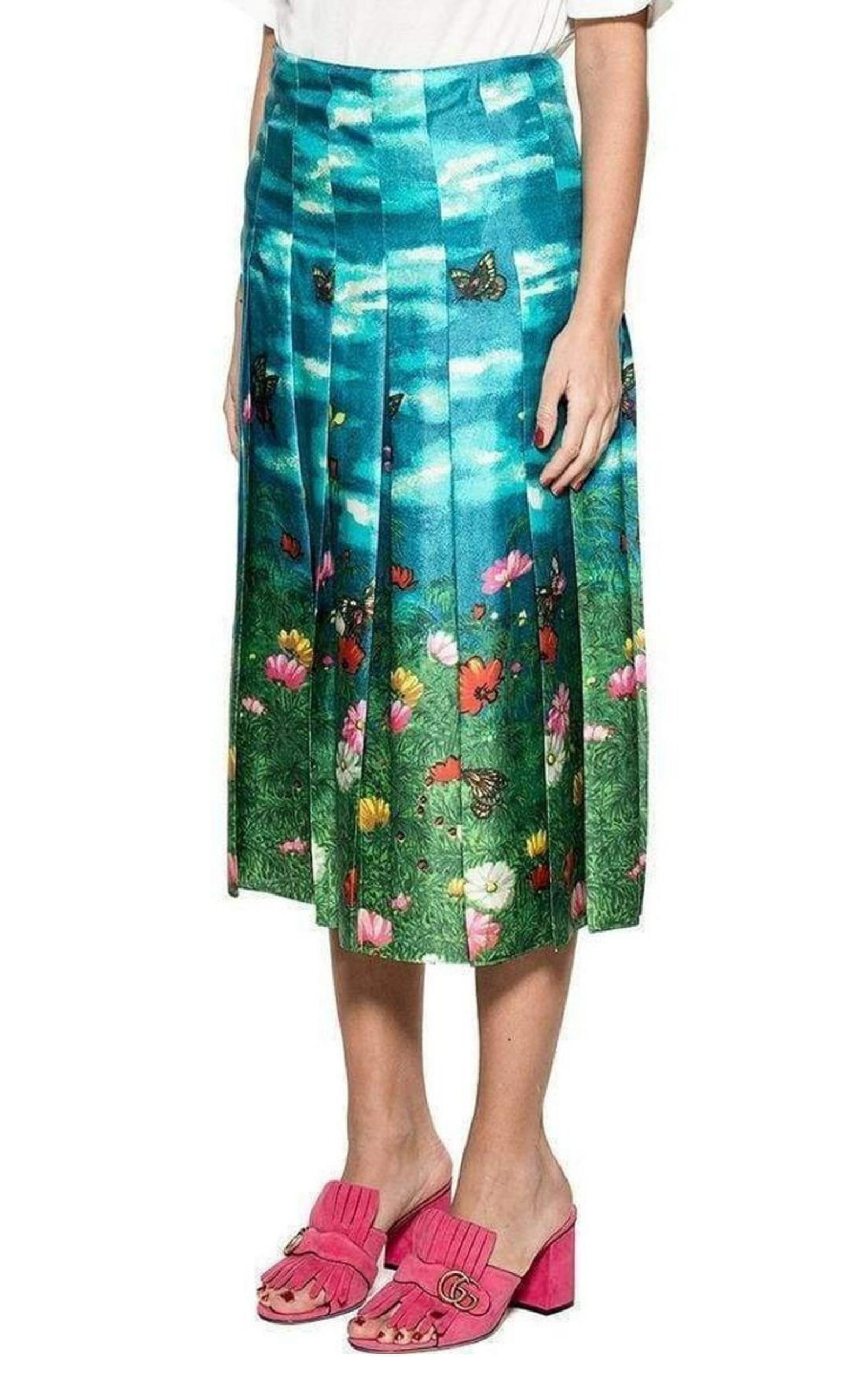 Vita Garden Pleated Silk Skirt - 5