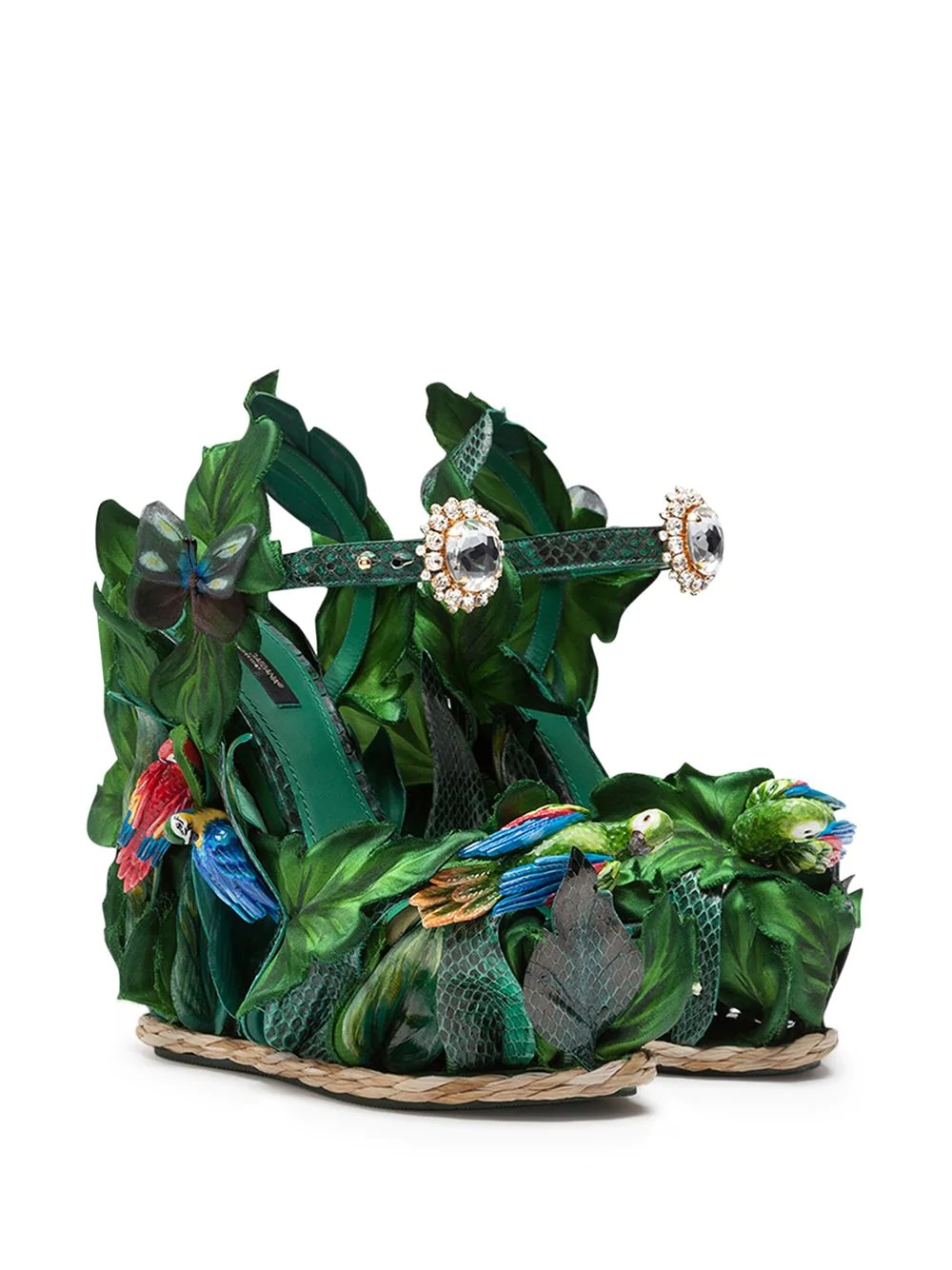 leaf embellished wedge sandals - 2