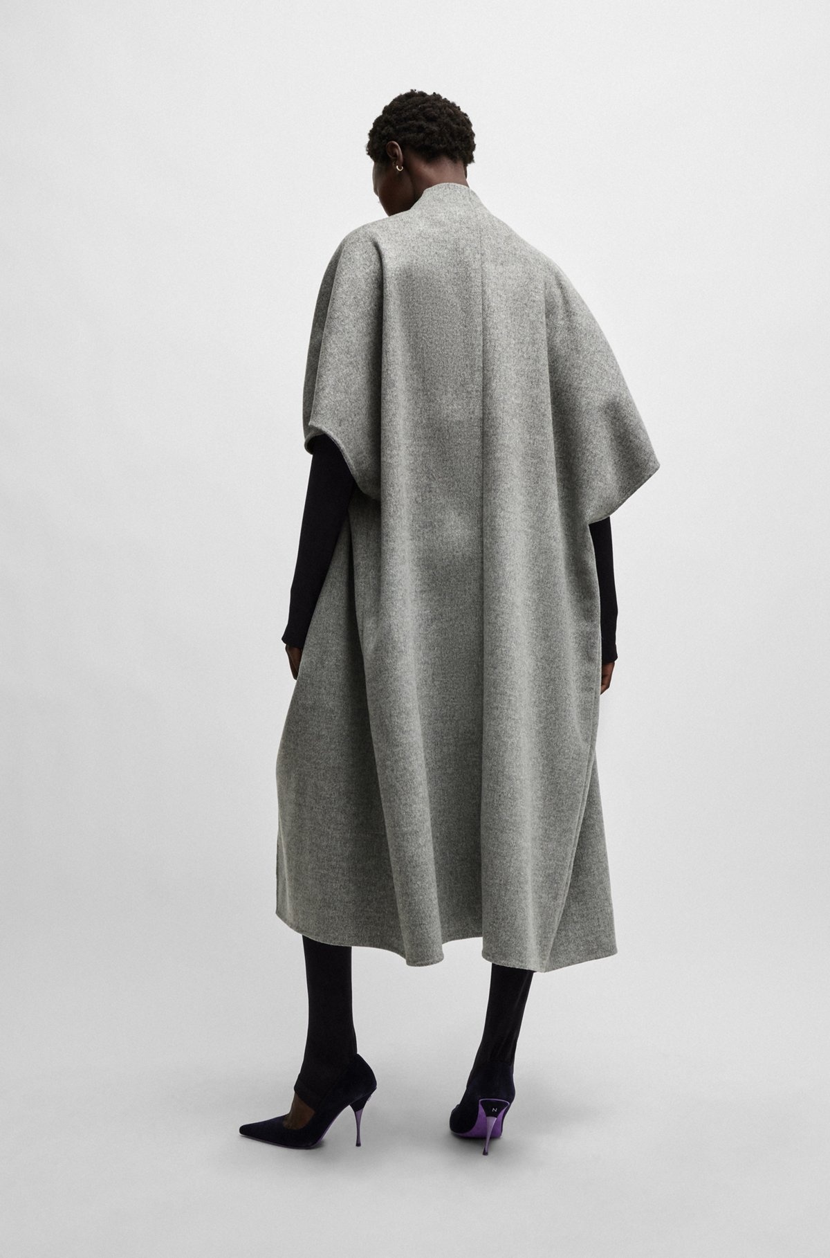NAOMI X BOSS WATERFALL-FRONT CAPE COAT IN VIRGIN WOOL - 4