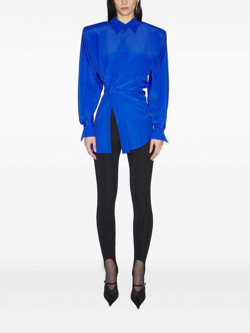 MUGLER padded-shoulder gathered shirt outlook