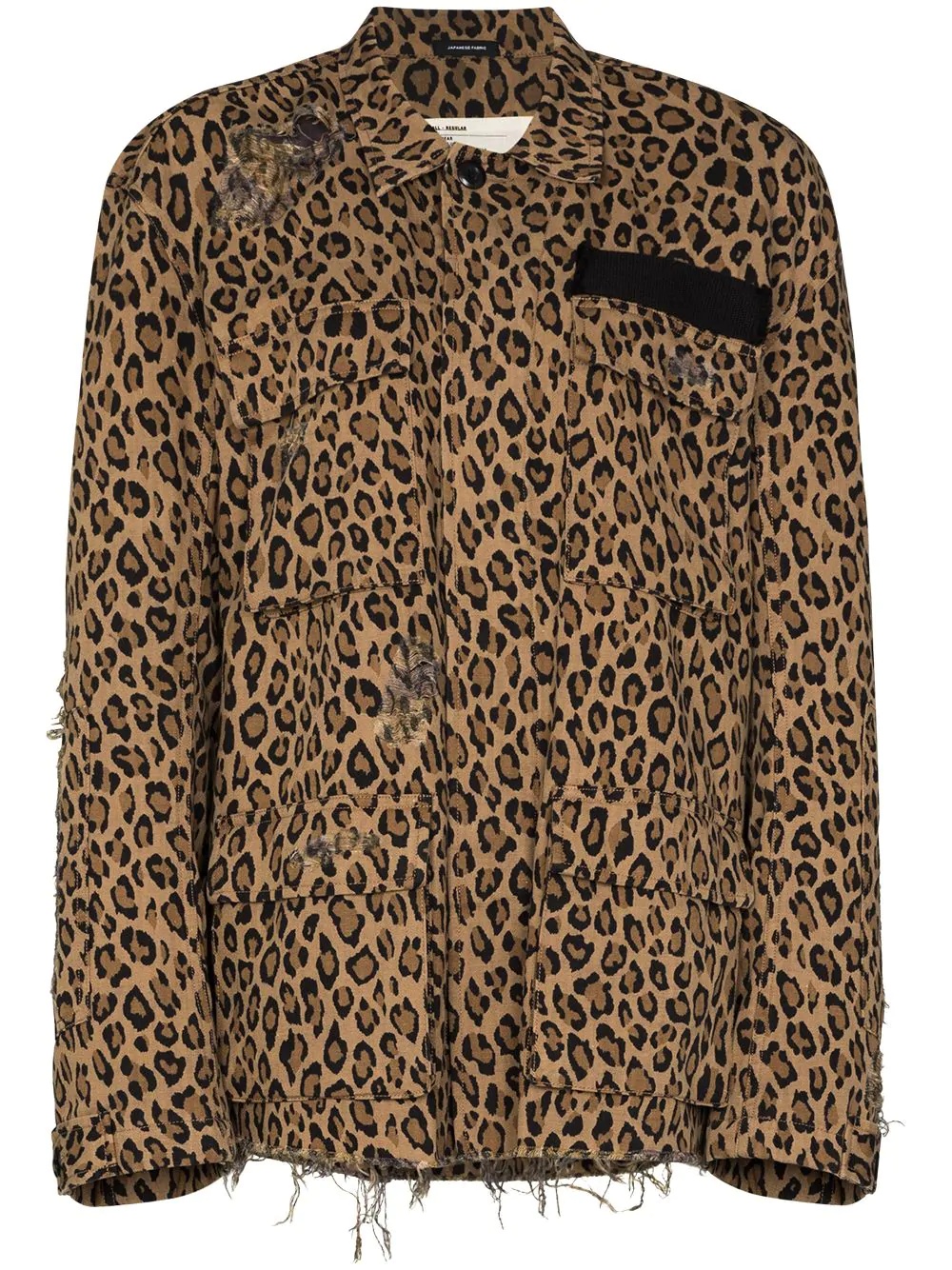 shredded leopard print jacket - 1