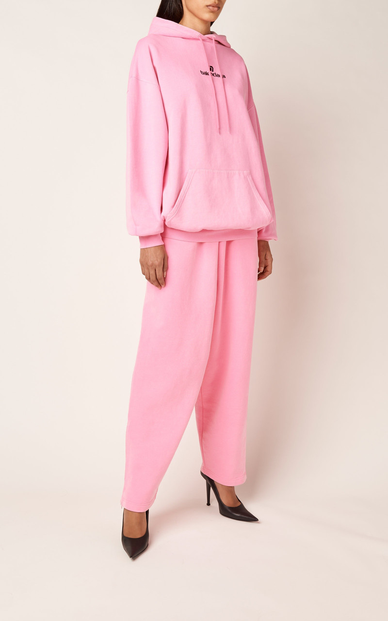 BALENCIAGA Sponsor-Print Oversized Fleece Hoodie pink outlook