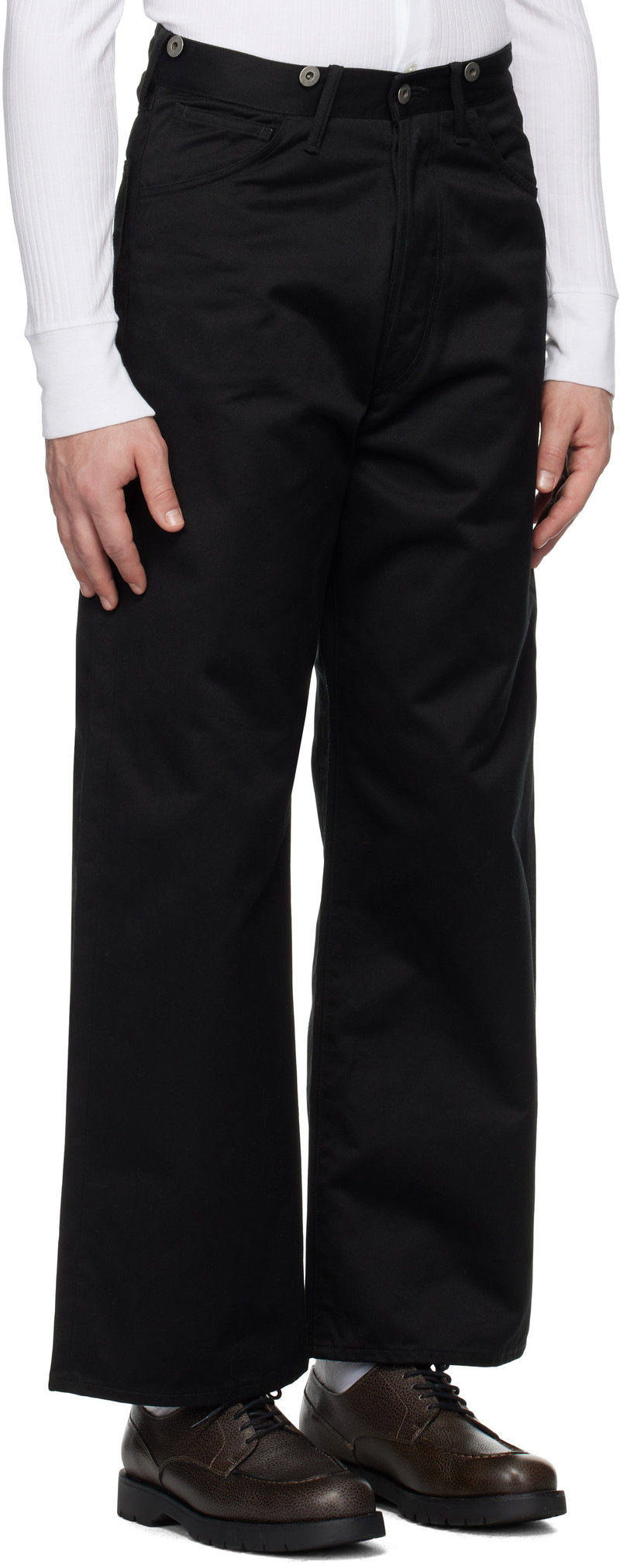 TAIGA TAKAHASHI Black Lot.209 Buckle-Backed Trousers outlook