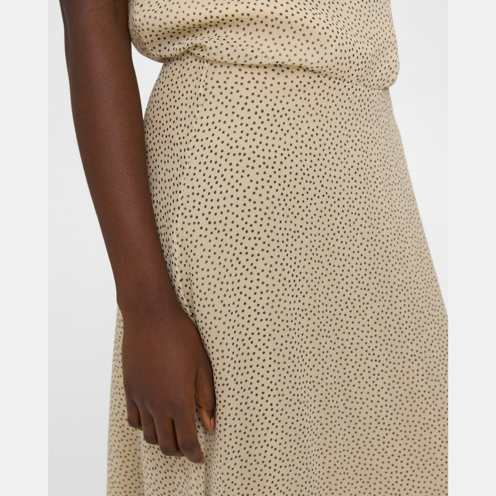 Flared Midi Skirt in Polka Dot Silk - 4