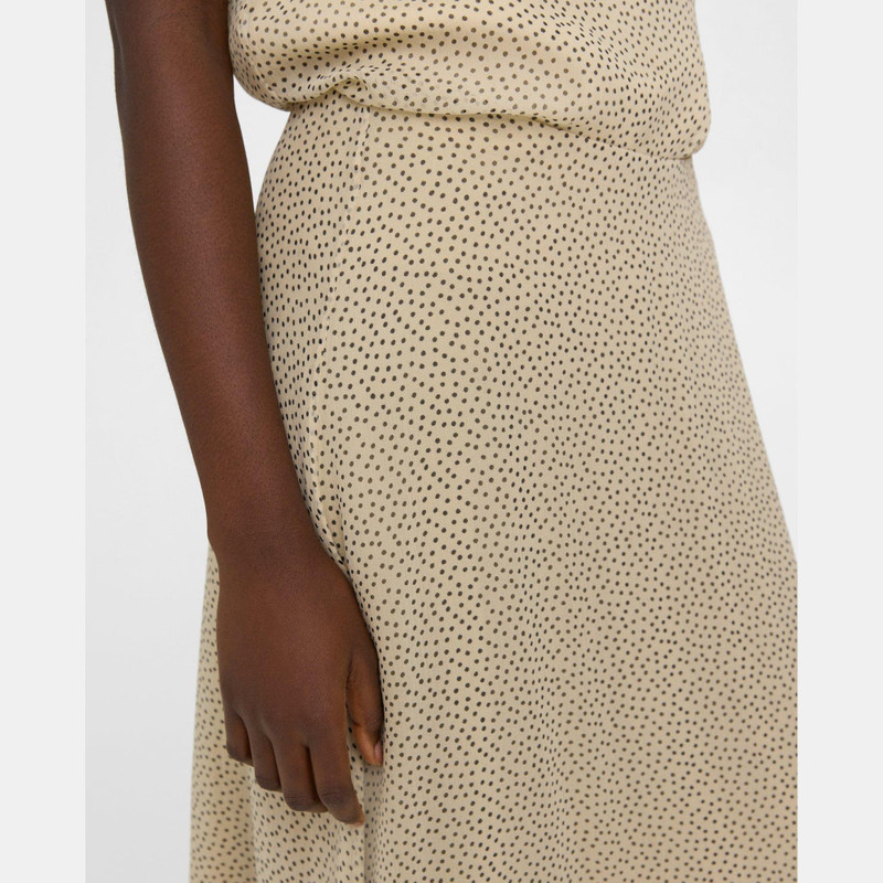 Theory Flared Midi Skirt in Polka Dot Silk outlook