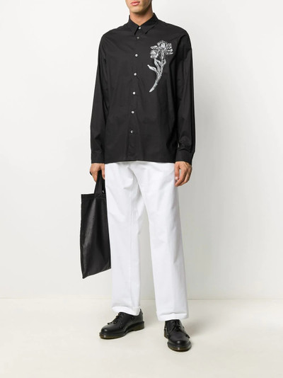 Ann Demeulemeester floral patch long-sleeved shirt outlook