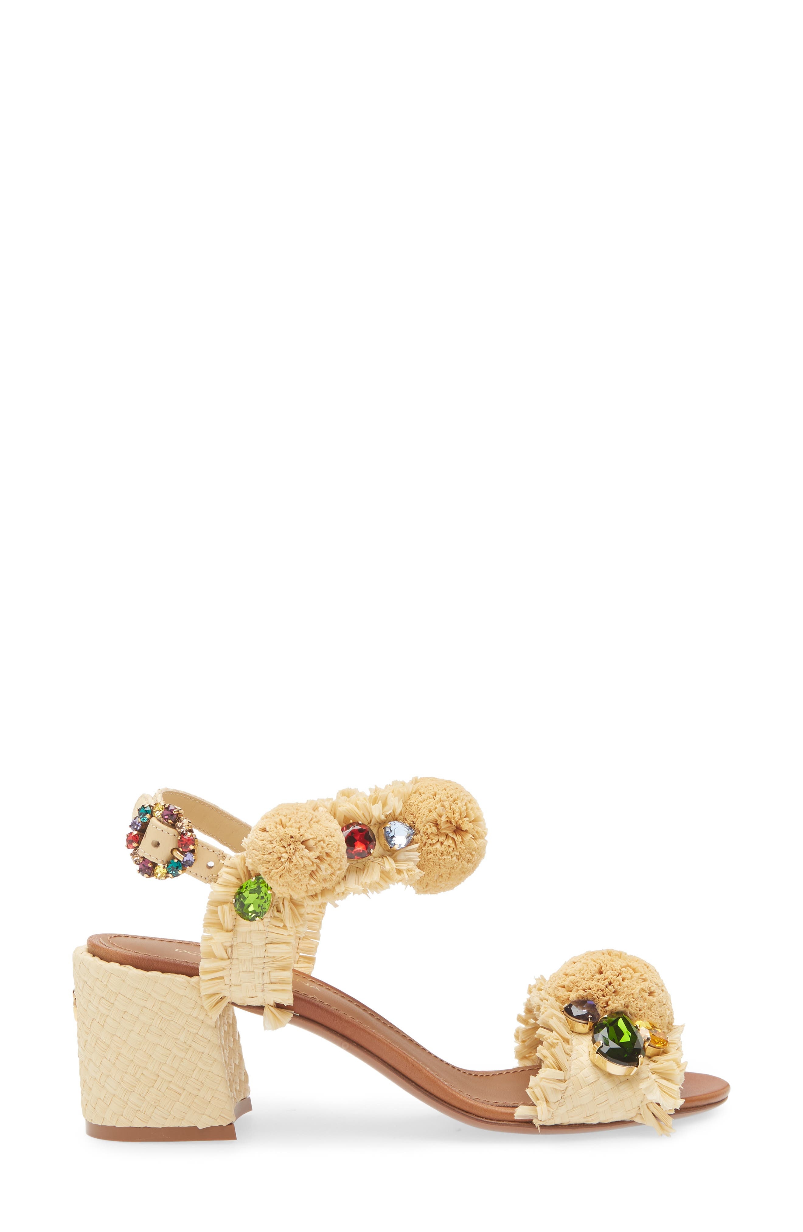 Dolce&Gabbana Crystal Embellished Raffia Sandal in 8B139 Naturale/Sabbia at Nordstrom - 3