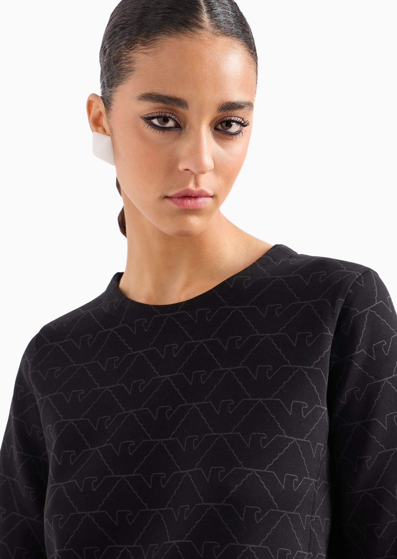 Double-jersey crew-neck sweatshirt with eagle - 5