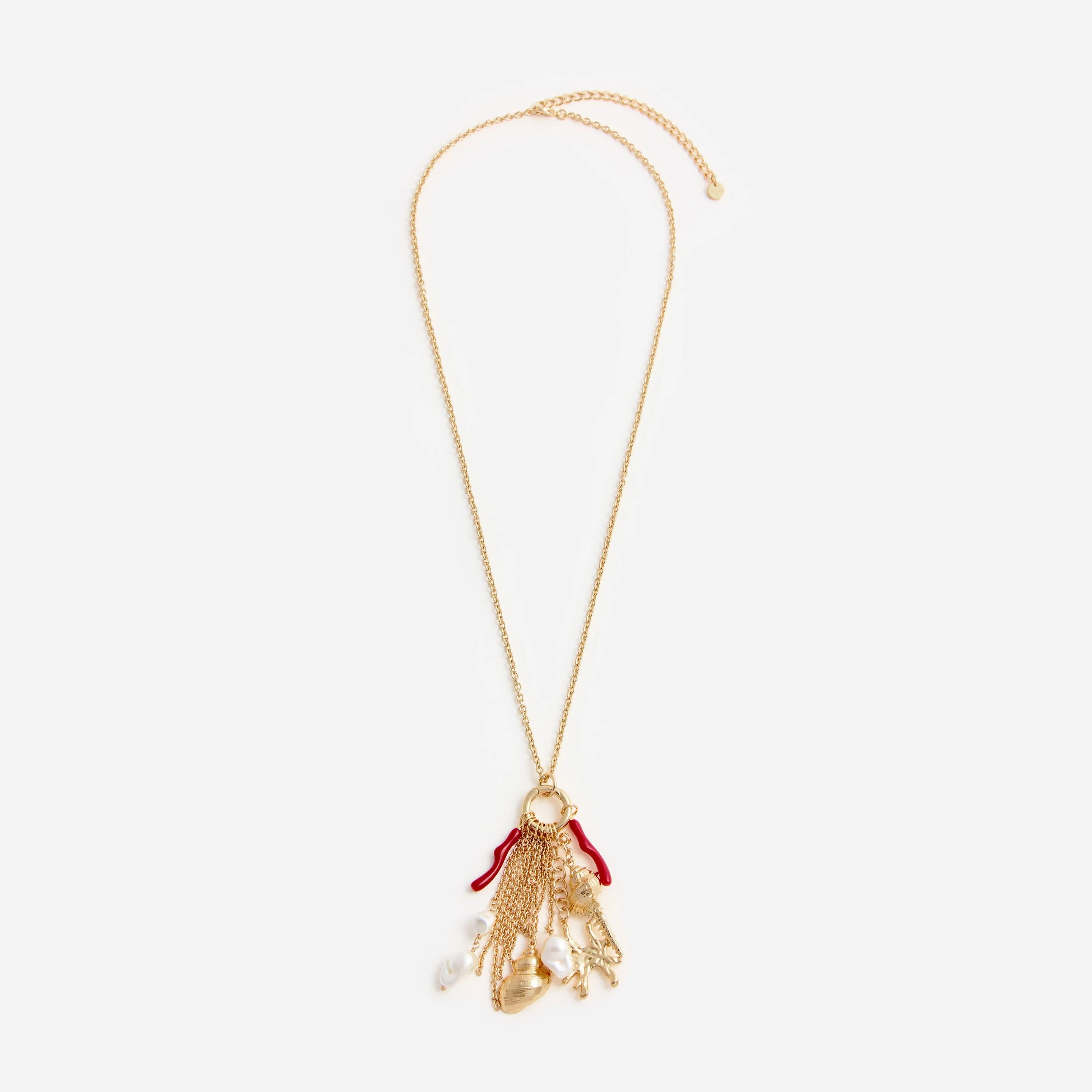 Gold Coral Charm Cluster Necklace - 1