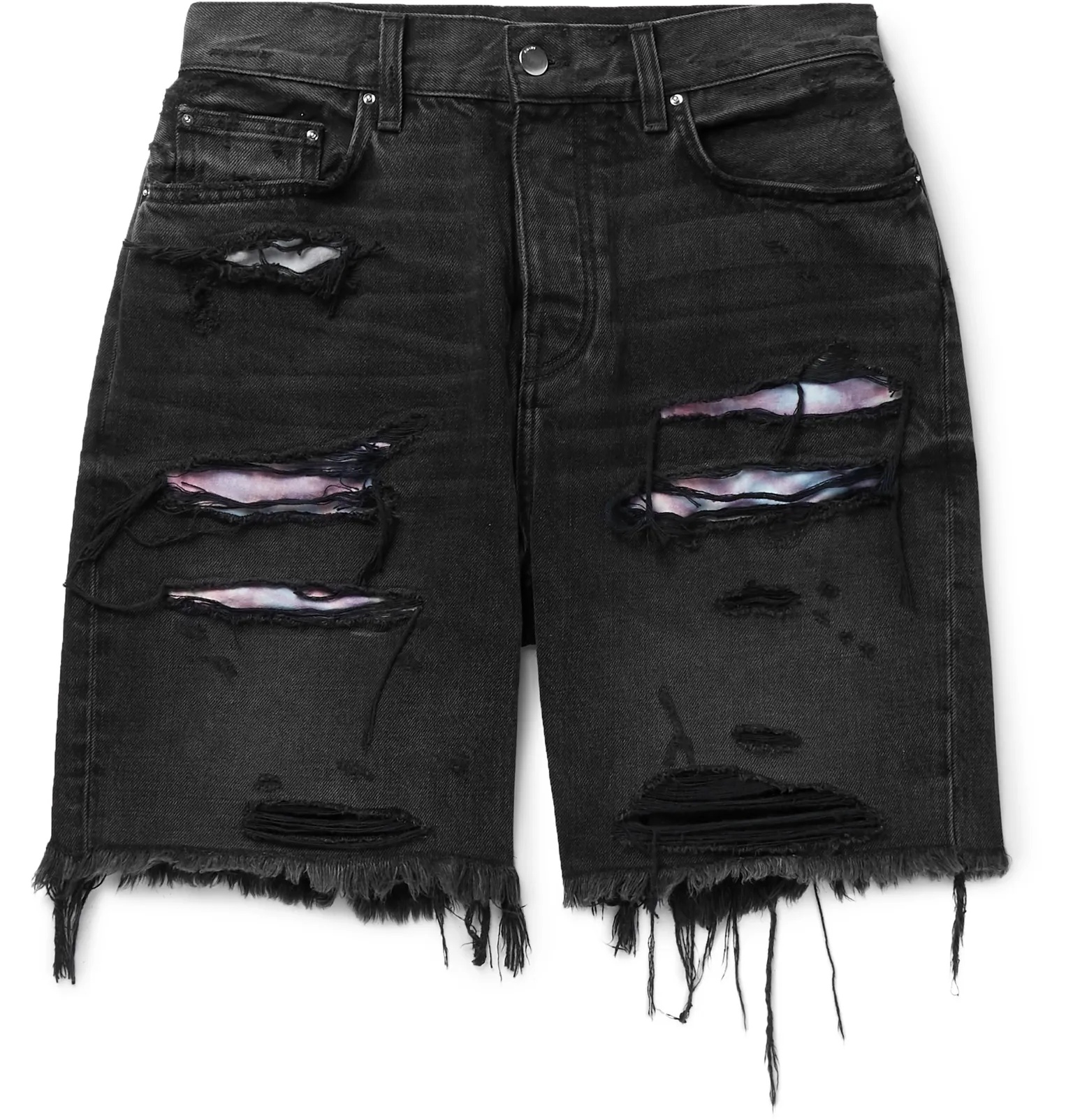 Thrasher Panelled Distressed Denim Shorts - 1