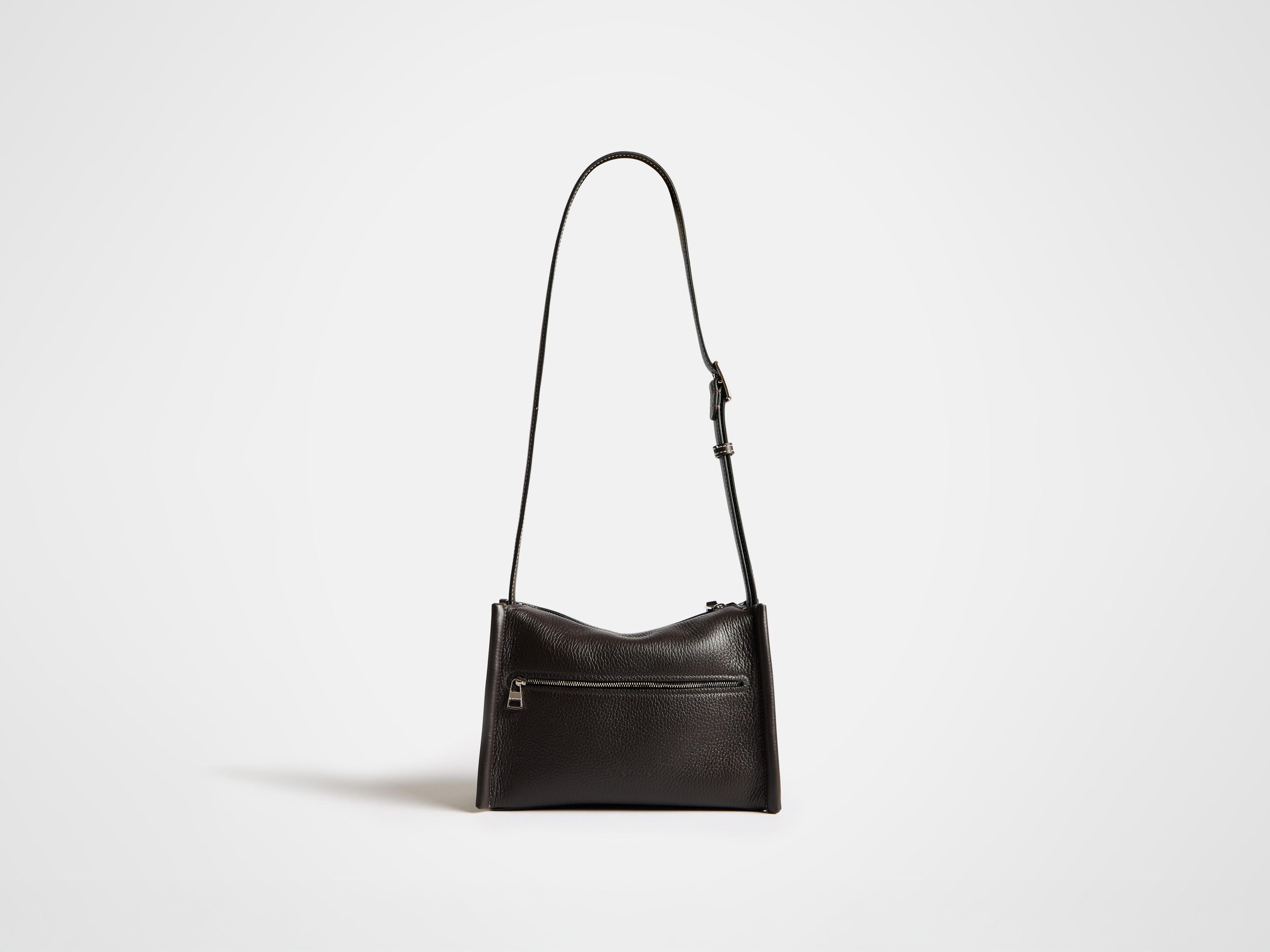 SMALL MESSENGER LOAFER BAG IN CHOCOLATE BROWN LEATHER - 4