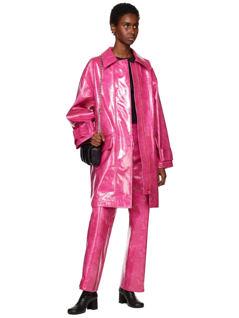 STAND STUDIO Pink Ada Faux-Leather Trousers outlook