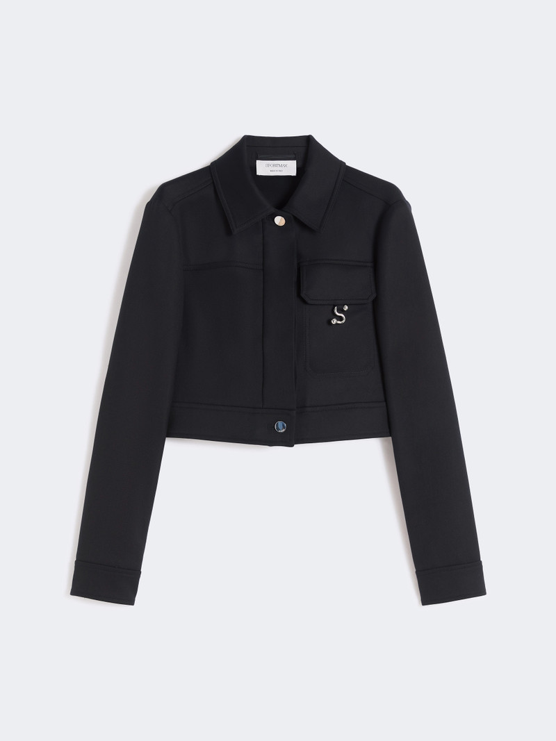 SARTA Short washed gabardine jacket - BLACK 1