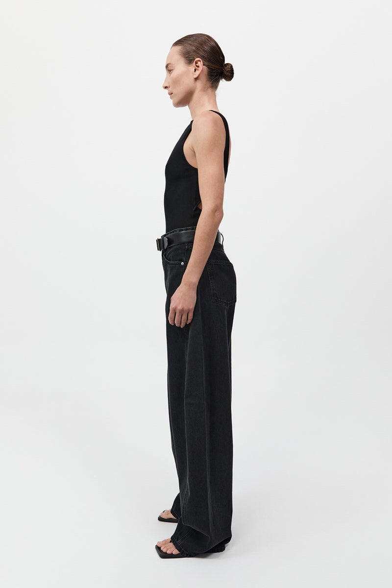 Mid Rise Balloon Jeans - Washed Black 5