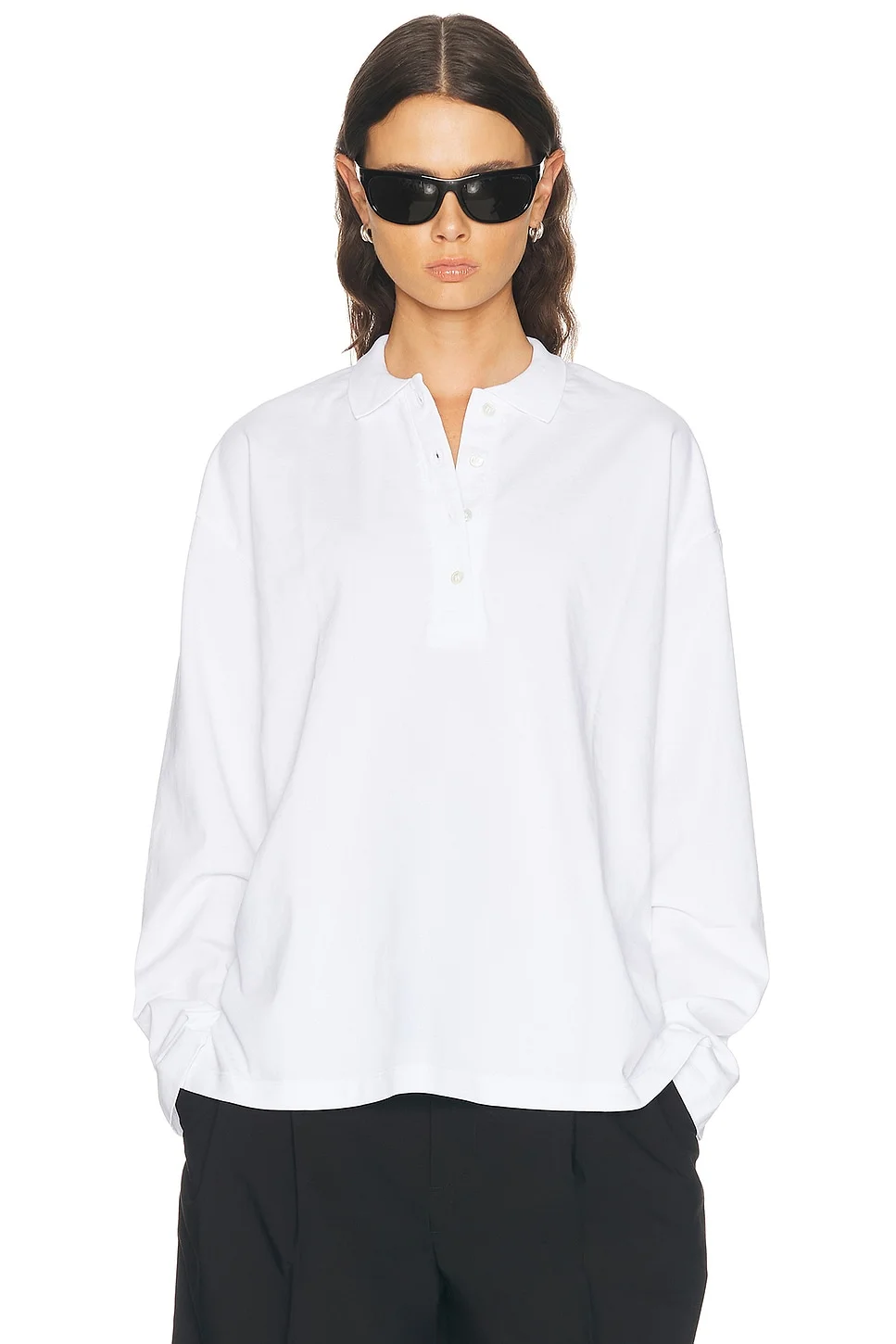 Long Sleeve Oversized Polo Tee - 1