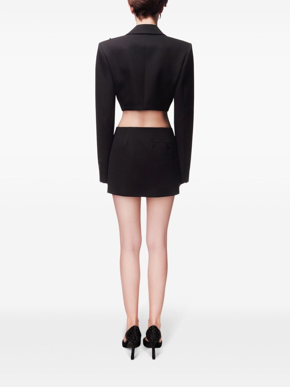 floral-appliqué wool miniskirt - 3